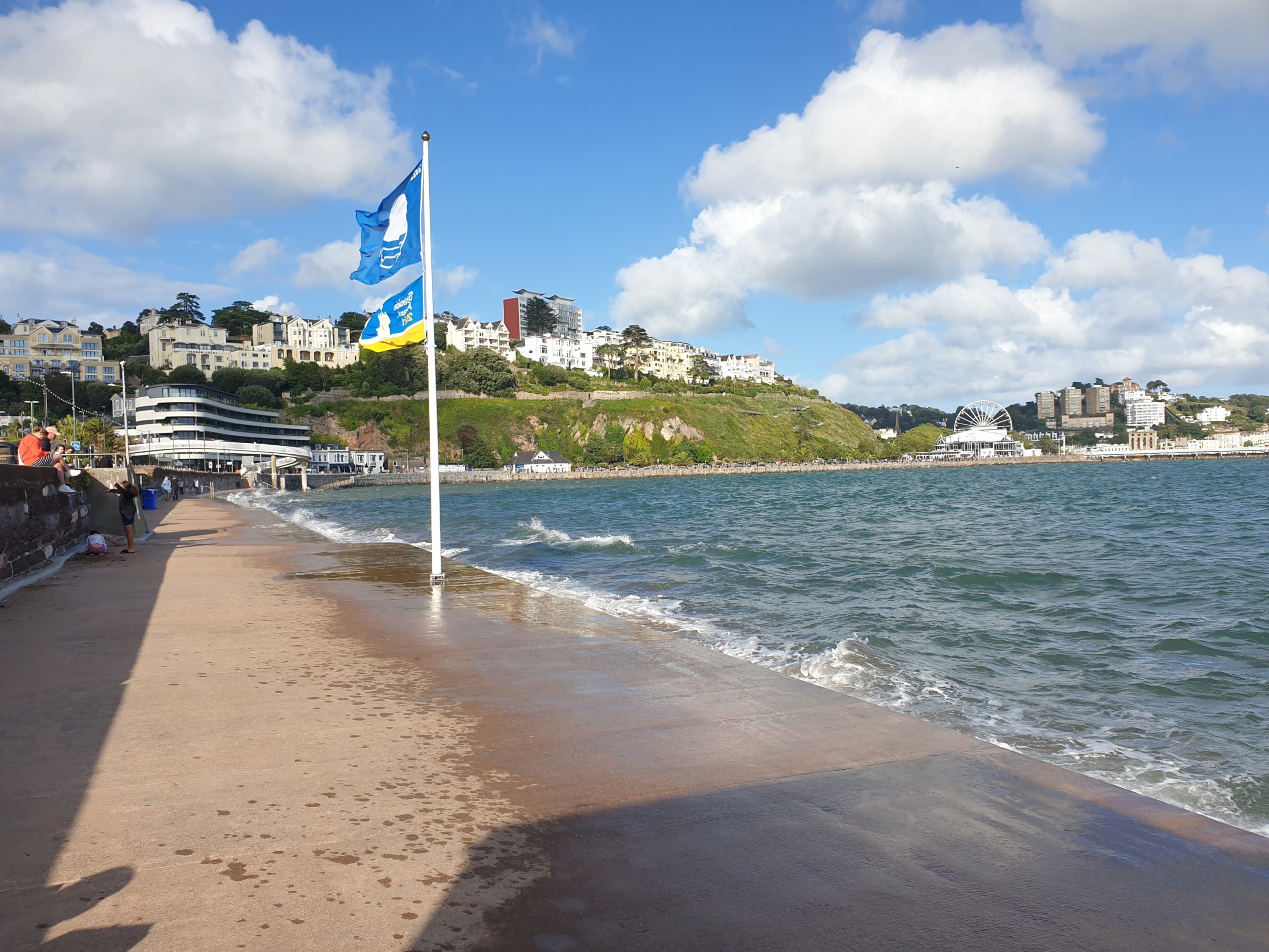 Beach with flag in the sand Torquay